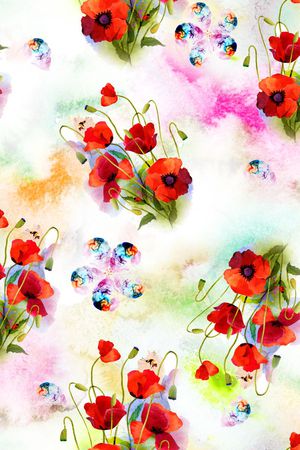 水彩花卉印花华亿平台图片