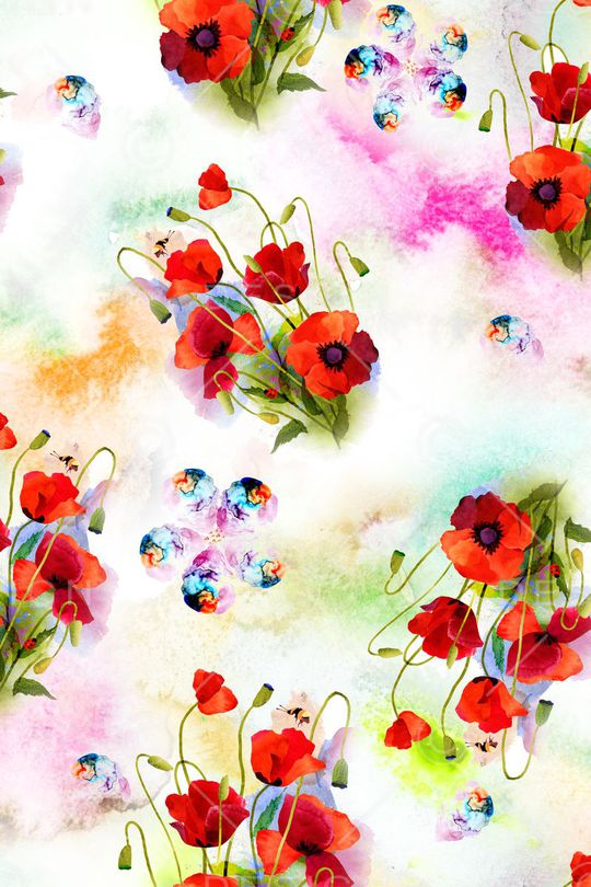 水彩花卉印花华亿平台图片