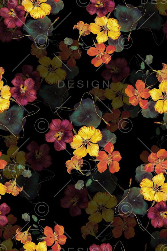 时尚手绘油画花卉印花印花华亿平台图片