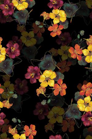 时尚手绘油画花卉印花印花华亿平台图片