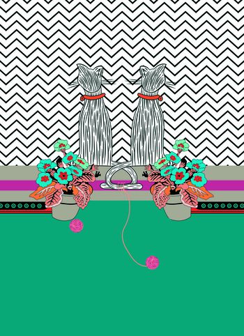 614035-定位条纹小猫 湖蓝