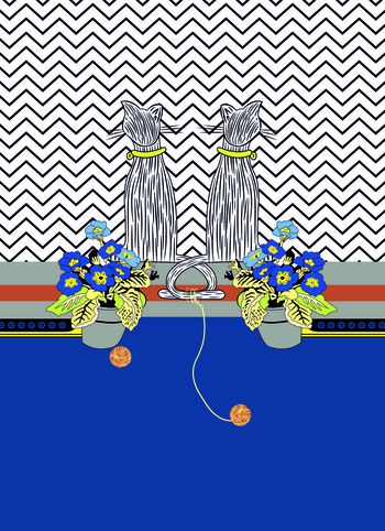 614036-定位条纹小猫 蓝色