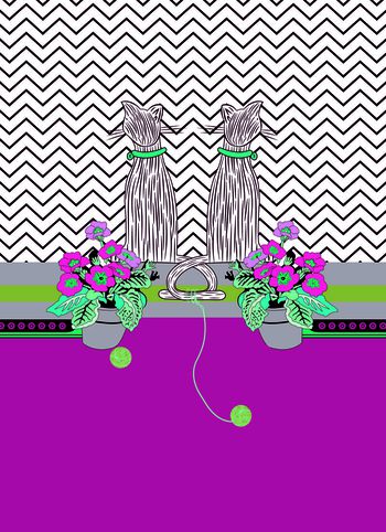 614037-定位条纹小猫 梅红