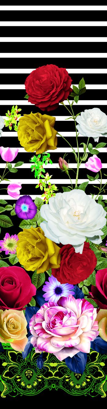 614074-定位横条玫瑰花 黑色