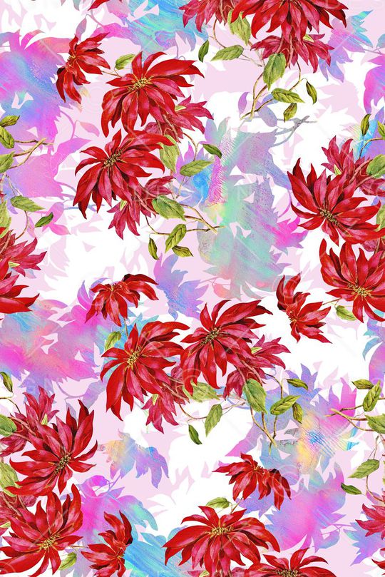 时尚手绘油画花卉印花华亿平台图片