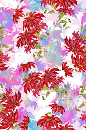 时尚手绘油画花卉印花华亿平台图片