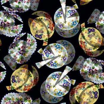 614158-几何切片盘子黑