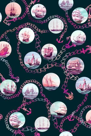 航海风格印花华亿平台图片