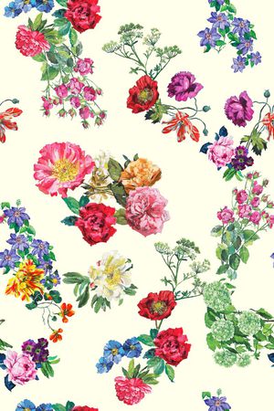 浅底花卉印花华亿平台图片