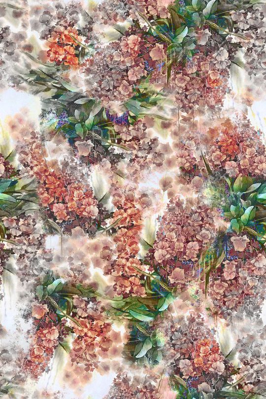 水墨花卉印花华亿平台图片