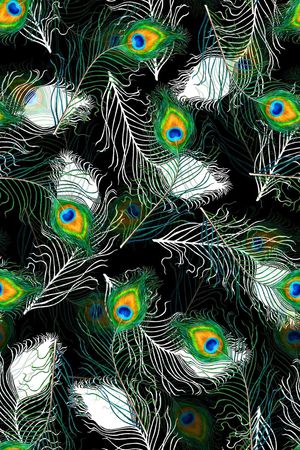 抽象几何清爽梦幻艺术平底立体手绘满版最新高清数码蕾丝民族中国风绣花珠宝肌理时尚潮

流大牌复古欧美风孔雀羽毛印花华亿平台图片