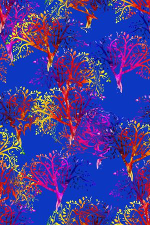 手绘水彩画树枝印花华亿平台图片