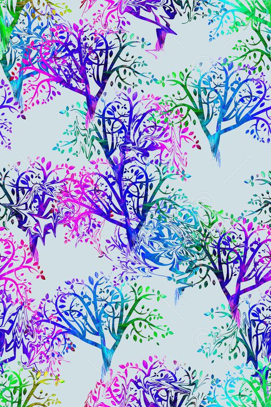 手绘水彩画树枝印花华亿平台图片