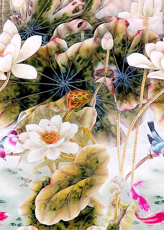 荷花印花华亿平台图片