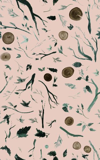 615068-植物毛笔画 粉色