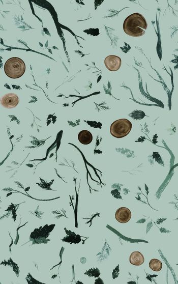 615069-植物毛笔画 灰色