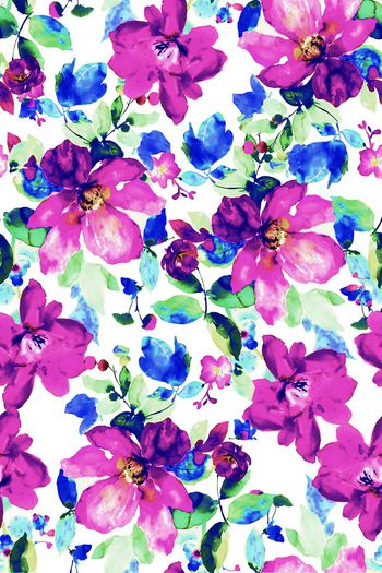 水彩花卉印花华亿平台图片