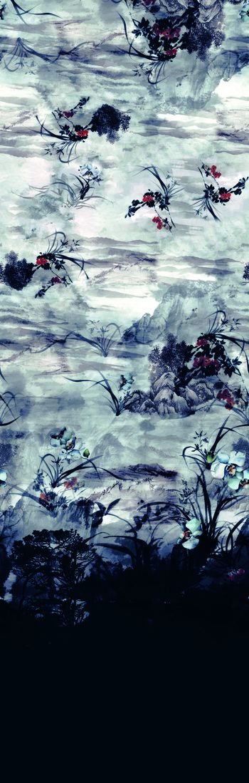 615142-华纺-160302-山水花水墨图 