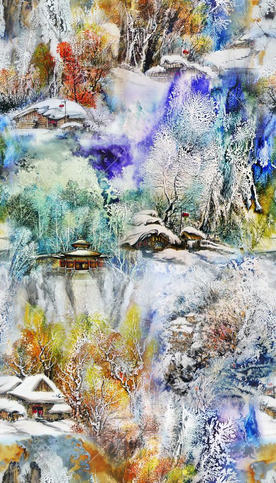 水墨印花华亿平台图片