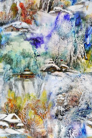 水墨印花华亿平台图片