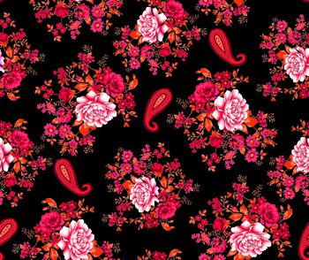 615191-腰果花卉 黑色