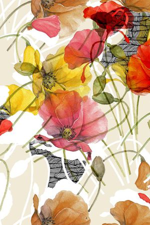 罂粟花印花华亿平台图片