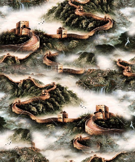 山水画印花华亿平台图片