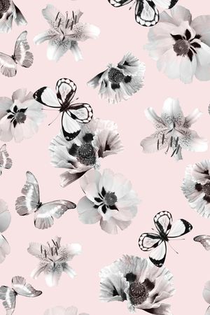 花卉、蝴蝶、纯底印花华亿平台图片