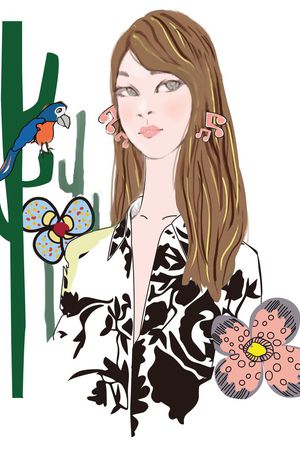 女孩印花华亿平台图片