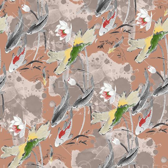 水墨印花华亿平台图片