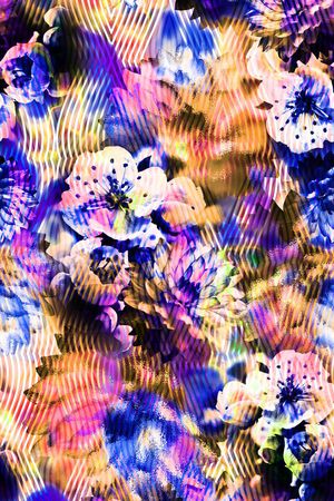 花卉、线条、艺术效果印花华亿平台图片