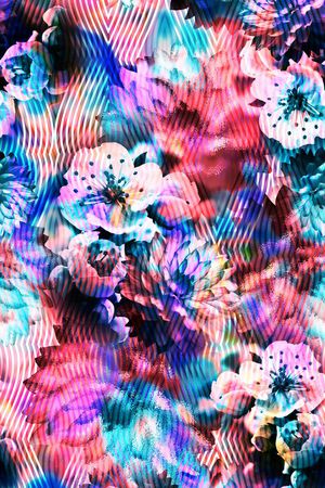 花卉、线条、艺术效果印花华亿平台图片