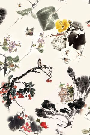 写意花鸟印花华亿平台图片