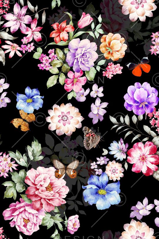 水彩花卉印花华亿平台图片