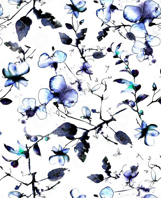 水墨花印花华亿平台图片