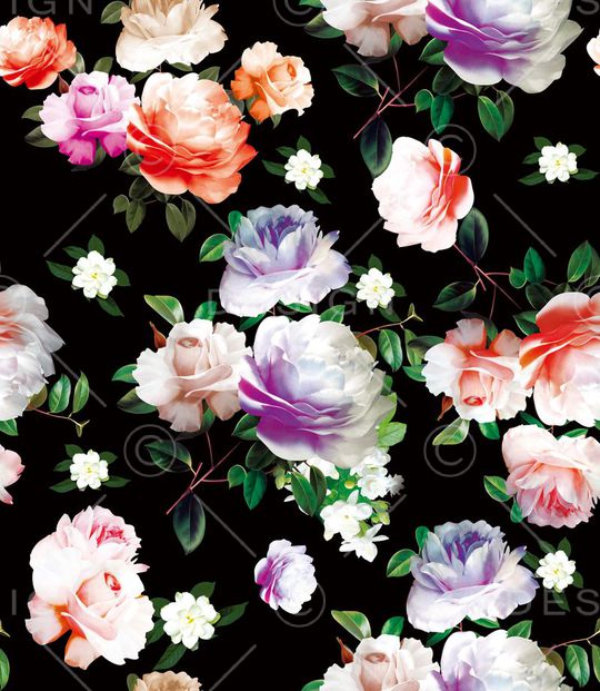 五彩花朵印花华亿平台图片