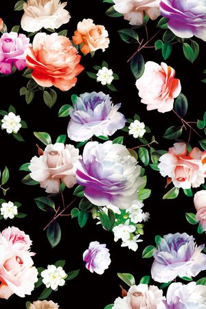 五彩花朵印花华亿平台图片