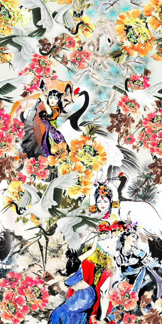 水墨印花华亿平台图片