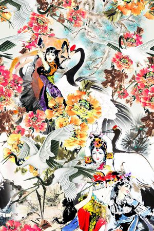 水墨印花华亿平台图片