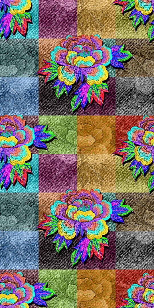 抽象几何清爽梦幻艺术平底立体手绘满版最新高清数码蕾丝民族中国风绣花珠宝肌理时尚潮

流大牌复古欧美风女装外套印花华亿平台图片