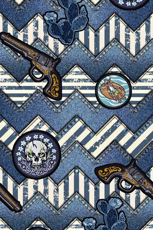 牛仔纹理印花华亿平台图片