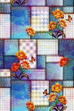 牛仔纹理印花华亿平台图片