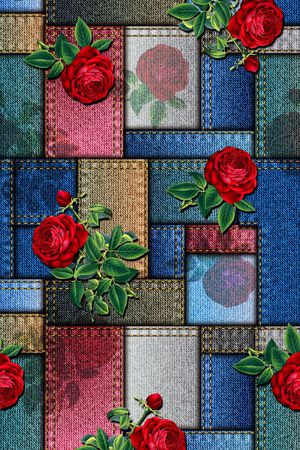 牛仔纹理印花华亿平台图片