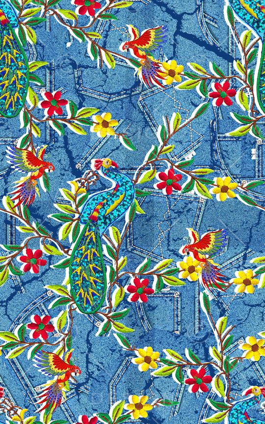 牛仔纹理印花华亿平台图片