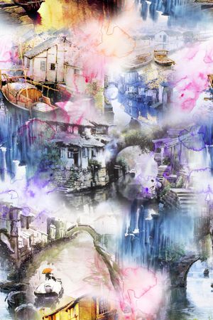 水墨印花华亿平台图片