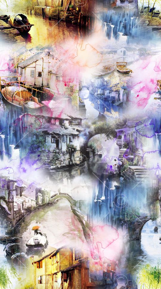 水墨印花华亿平台图片