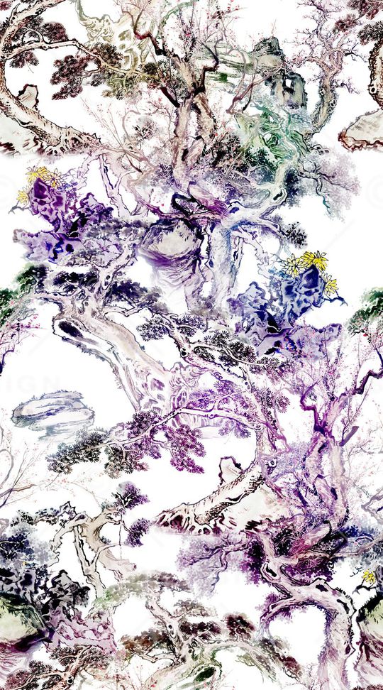 水墨印花华亿平台图片