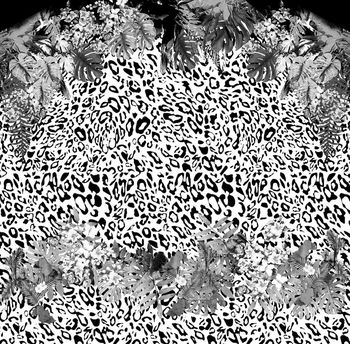 黑白豹纹热带树叶印花印花华亿平台图片