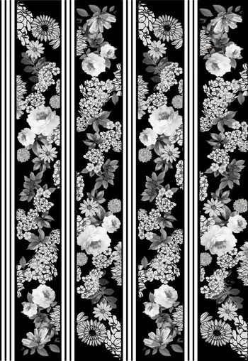 黑白条纹花卉印花印花华亿平台图片