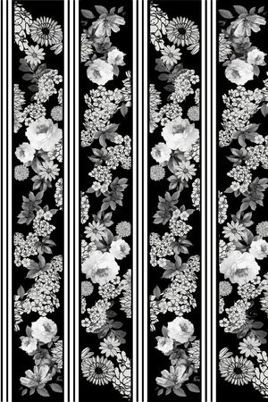 黑白条纹花卉印花印花华亿平台图片